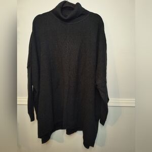 NWT Black NY & Co Batwing Turtleneck Ribbed Relaxed Loose Tunic Sweater XXL